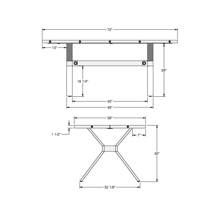 17 Stories Laredo 38" x 72" Solid Wood Trestle Dining Table Wayfair